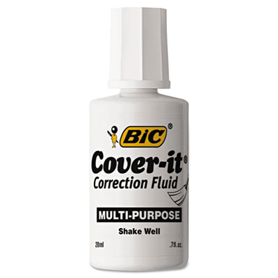 Picture of Bic WOC12DZ Cover-It Correction Fluid- 20 ml Bottle- White- Dozen