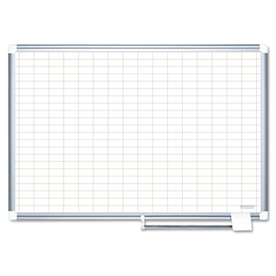 Picture of Bi-Silque Visual Communication Products MA2792830 MasterVision Grid Planning Board&#44; 1x2 in. Grid&#44; 72x48&#44; White-Silver