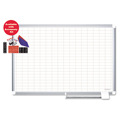 Picture of Bi-Silque Visual Communication Products CR0830830A MasterVision Grid Platinum Plus Dry Erase with Accessory- 1x2 in. Grid- 48x36- silver