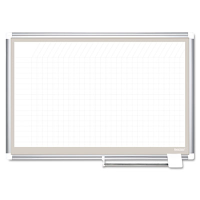 Picture of Bi-Silque Visual Communication Products CR0632830A All Purpose Porcelain Planner Dry Erase Board- 1x2 Grid- 36x24- Aluminum Frame