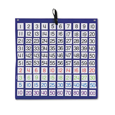 Picture of Carson-Dellosa 158157 Hundreds Pocket Chart with 100 Clear Pockets- Colored Number Cards- 26 x 26