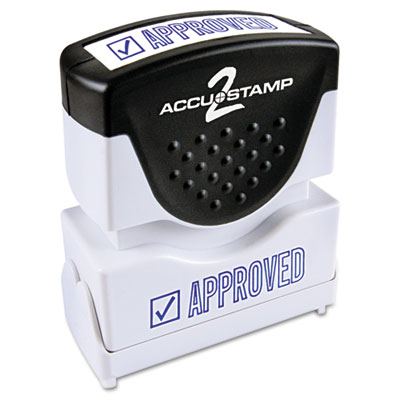Picture of Consolidated Stamp 035575 Accustamp2 Shutter Stamp with Anti Bacteria&#44; Blue&#44; APPROVED&#44; 1.63 x .5