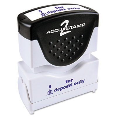 Picture of Consolidated Stamp 035601 Accustamp2 Shutter Stamp with Anti Bacteria&#44; Blue&#44; FOR DEPOSIT ONLY&#44; 1.63 x .5