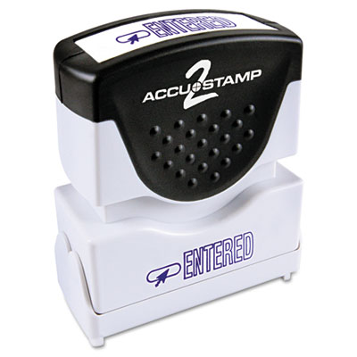 Picture of Consolidated Stamp 035573 Accustamp2 Shutter Stamp with Anti Bacteria&#44; Blue&#44; ENTERED&#44; 1.63 x .5