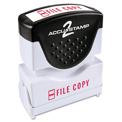 Picture of Consolidated Stamp 035596 Accustamp2 Shutter Stamp with Anti Bacteria&#44; Red&#44; FILE COPY&#44; 1.63 x .5