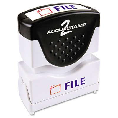 Picture of Consolidated Stamp 035534 Accustamp2 Shutter Stamp with Anti Bacteria&#44; Red-Blue&#44; FILE&#44; 1.63 x .5