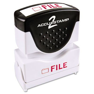 Picture of Consolidated Stamp 035576 Accustamp2 Shutter Stamp with Anti Bacteria&#44; Red&#44; FILE&#44; .63 x .5