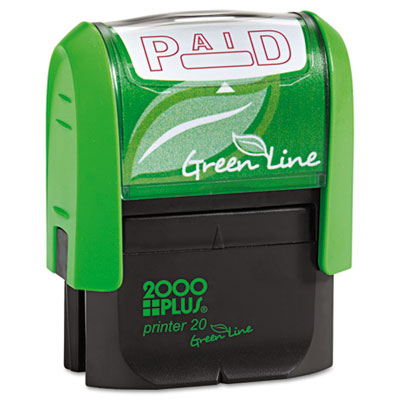 Picture of Consolidated Stamp 035350 2000 PLUS Green Line Message Stamp&#44; Paid&#44; 1.5 x .56&#44; Red