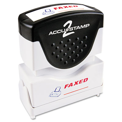 Picture of Consolidated Stamp 035533 Accustamp2 Shutter Stamp with Anti Bacteria&#44; Red-Blue&#44; FAXED&#44; 1.63 x .5
