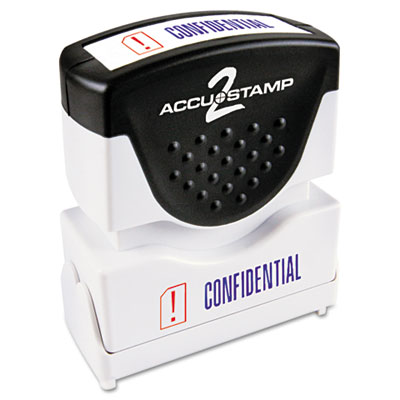 Picture of Consolidated Stamp 035536 Accustamp2 Shutter Stamp with Anti Bacteria&#44; Red-Blue&#44; CONFIDENTIAL&#44; 1.63 x .5