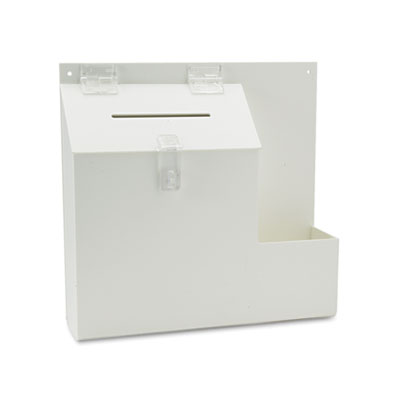 Picture of Deflect-O 79803 Plastic Suggestion Box with Locking Top- 13.75 x 3.63 x 13- White