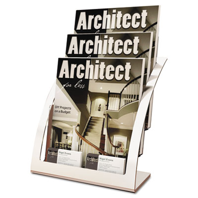 Picture of Deflect-O 693745 Three-Tier Magazine Holder&#44; 11.25w x 6.94d x 13.31h&#44; Silver