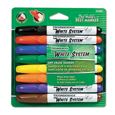 Picture of Dixon 92080 White System Dry Erase Marker&#44; Chisel Tip&#44; Assorted Colors&#44; 8-Set