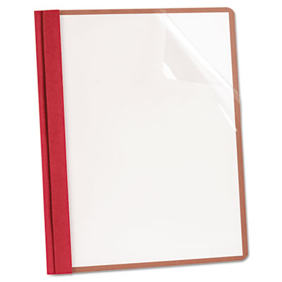 Recycled Clear Front Report Covers, Letter Size, Red, 25-Box