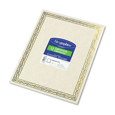 Picture of Geographics 44407 Foil Stamped Award Certificates- 8.5 x 11- Gold Serpentine Border- 12-Pack