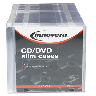 Picture of Innovera 85800 CD-DVD Polystyrene Thin Line Storage Case&#44; Clear&#44; 100-Pack