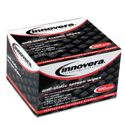 Picture of Innovera 51516 Screen Cleaning Sachets&#44; Alcohol-free&#44; 6.25 x 4.75&#44; White&#44; 100-Pack