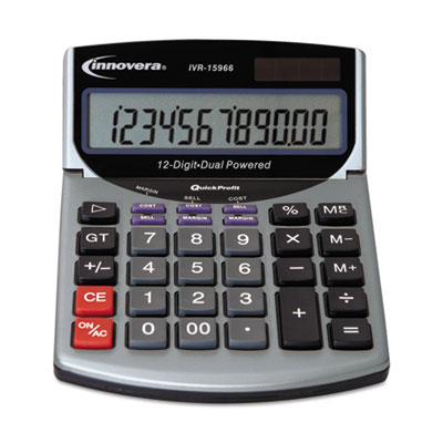 Picture of Innovera 15966 Compact Desktop Calculator- 12-Digit LCD