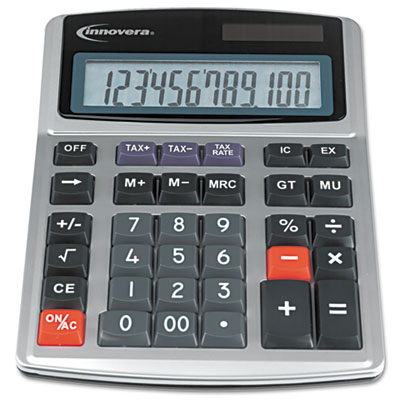 Picture of Innovera 15971 Large Digit Commercial Calculator- 12-Digit LCD- Dual Power- Silver