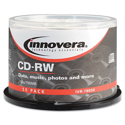 Picture of Innovera 78850 CD-RW Discs- Rewritable- 700MB-80min- 12x- Spindle- Silver- 50-Pack