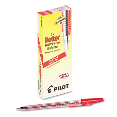 Picture of Pilot 37011 Better Ballpoint Stick Pen- Red Ink- Fine- Dozen