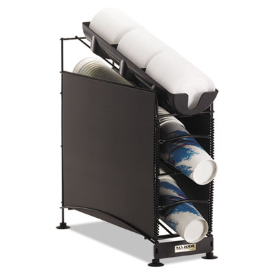 Wireworks Cup Dispenser and Lid Organizer, 4-Tier, Holds 270 Cups, Metal, Black