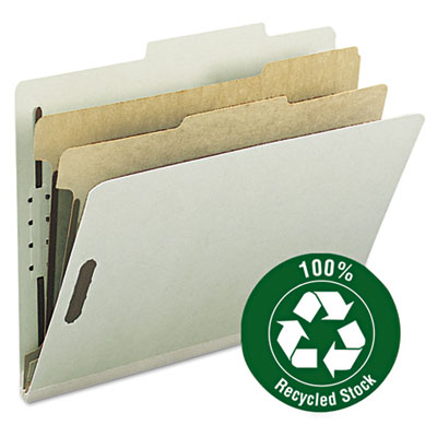 Picture of Smead 14023 Pressboard Classification Folder&#44; 2 in. Exp&#44; 2 dividers&#44; Letter&#44; Gray-Green&#44; 10-BX