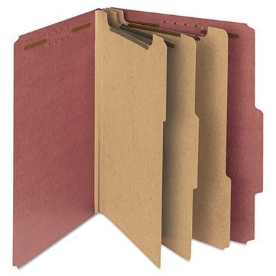 Picture of Smead 14099 Pressboard Classification Folder- 3 in. Exp- 6 Dividers- Letter- Red- 10-BX
