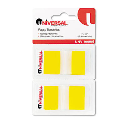 Picture of Universal 99006 Page Flags- Yellow- 50 Flags-Dispenser- 2 Dispensers-Pack