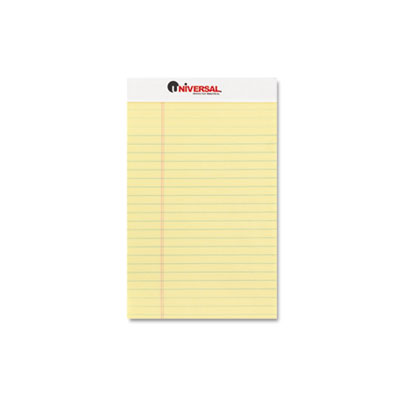 Perforated Edge Writing Pad- Jr. Legal Rule- 5 x 8- Canary- 50-Sheet- Dozen -  Universal, UN636691