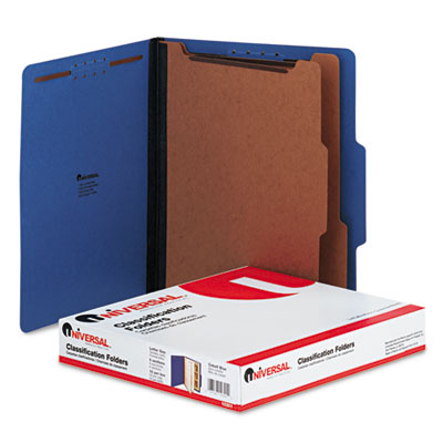 Picture of Universal 10301 Pressboard Classification Folders- Letter- Six-Section- Cobalt Blue- 10-Box