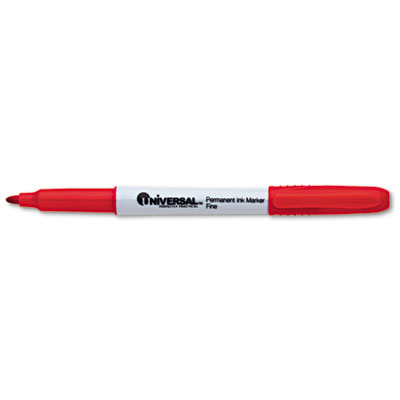Picture of Universal 07072 Pen Style Permanent Markers- Fine Point- Red- Dozen
