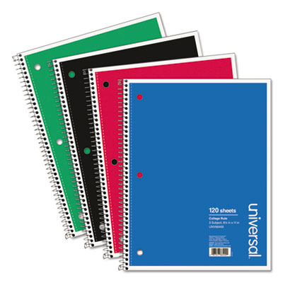 66400 Wirebound Notebook- 8.5 x 11- College Ruled- 120 Sheets- Assorted Color Cover -  Universal