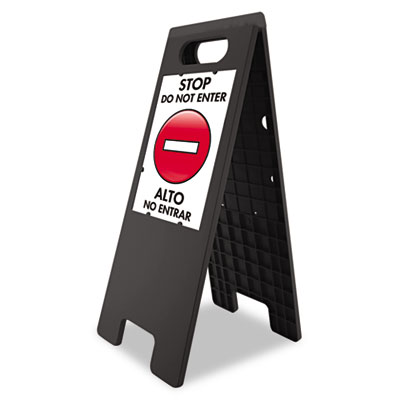 Picture of Us Stamp 5694 Floor Tent Sign- Doublesided- Plastic- 10.5 in. x 25.5 in.- Black