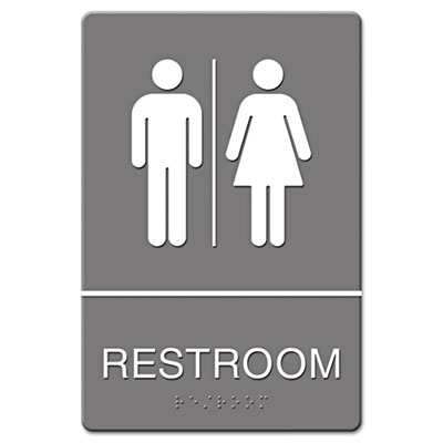 Picture of Us Stamp 4812 ADA Sign- Restroom Symbol Tactile Graphic- Molded Plastic- 6 x 9- Gray