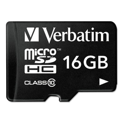 Picture of Verbatim 44082 microSDHC Card with Adapter- Class 10- 16GB