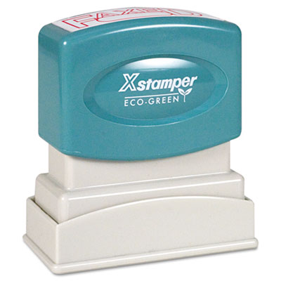 Picture of Xstamper. Eco-Green 1350 Title Message Stamp- FAXED- Pre-Inked-Re-Inkable- Red