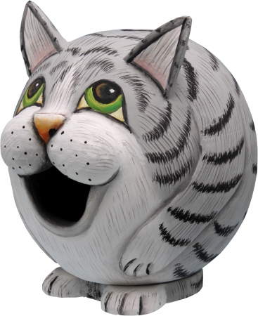 Picture of Songbird Essentials Grey Tabby Cat Gord-O Birdhouse