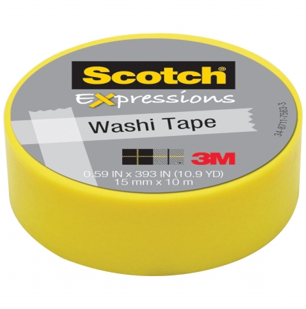 Picture of 3M C314-YEL Washi Tape .59 in. x 393 in. - 15mmx10m -Yellow