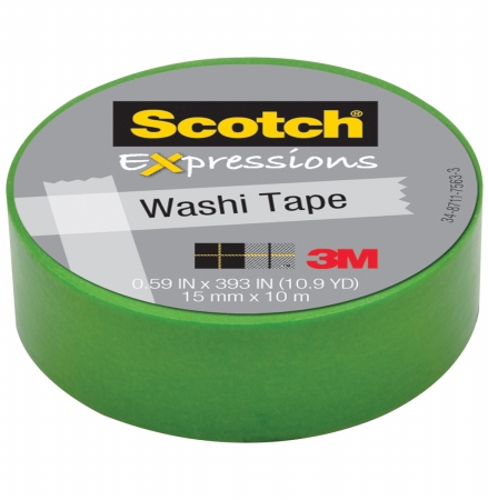 Picture of 3M C314-GRN Washi Tape .59 in. x 393 in. - 15mmx10m -Green