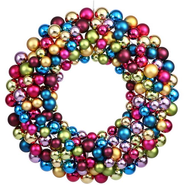 Vickerman N114400 24 in. Multi Colored Ball Wreath