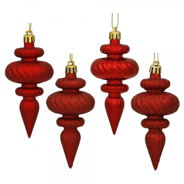 4 in. Red Finial 4 Finish Asst 8-Bx