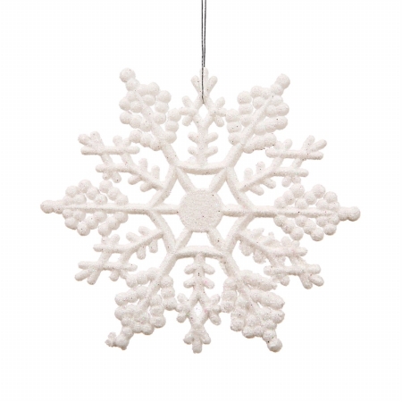 4 in. White Glitter Snowflake 24-Pvc Box