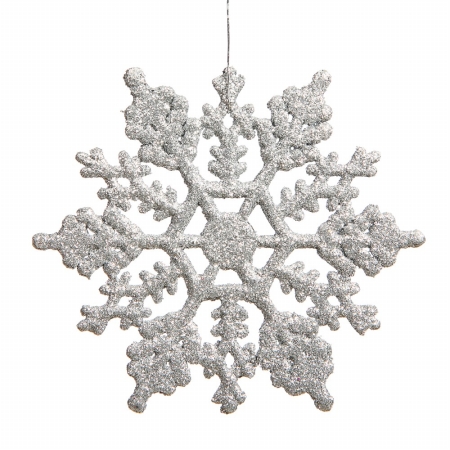 4 in. Silver Glitter Snowflake 24-Pvc Box