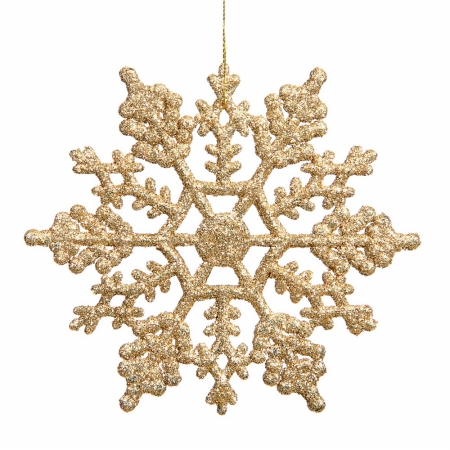 4 in. Gold Glitter Snowflake 24-Pvc Box