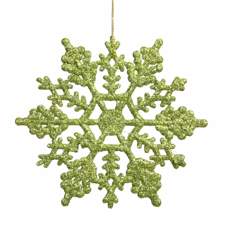 4 in. Lime Glitter Snowflake 24-Pvc Box