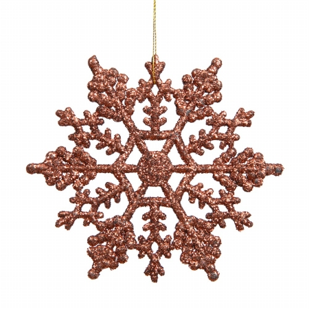 4 in. Mocha Glitter Snowflake 24-Pvc Box