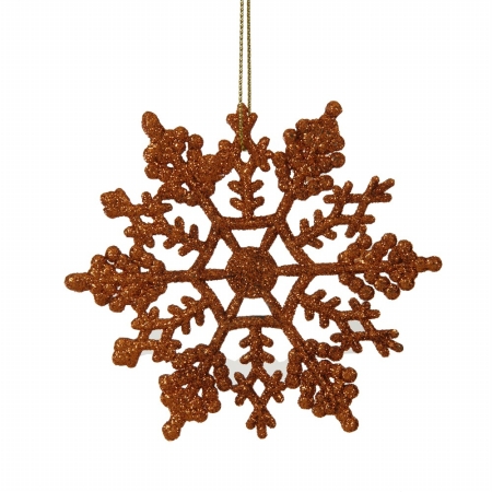4 in. Burn Orange Glit Snowflake 24-Pvc Bx