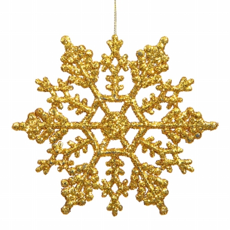 4 in. Antique Gold Glitter Snowflake 24-Pvc