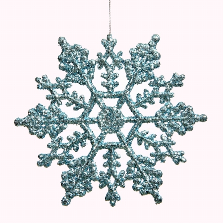 4 in. Baby Blue Glitter Snowflake 24-Pvc Bx